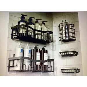 Shower Shelf Set Of 5 Piece Adhesive-Black*NIB